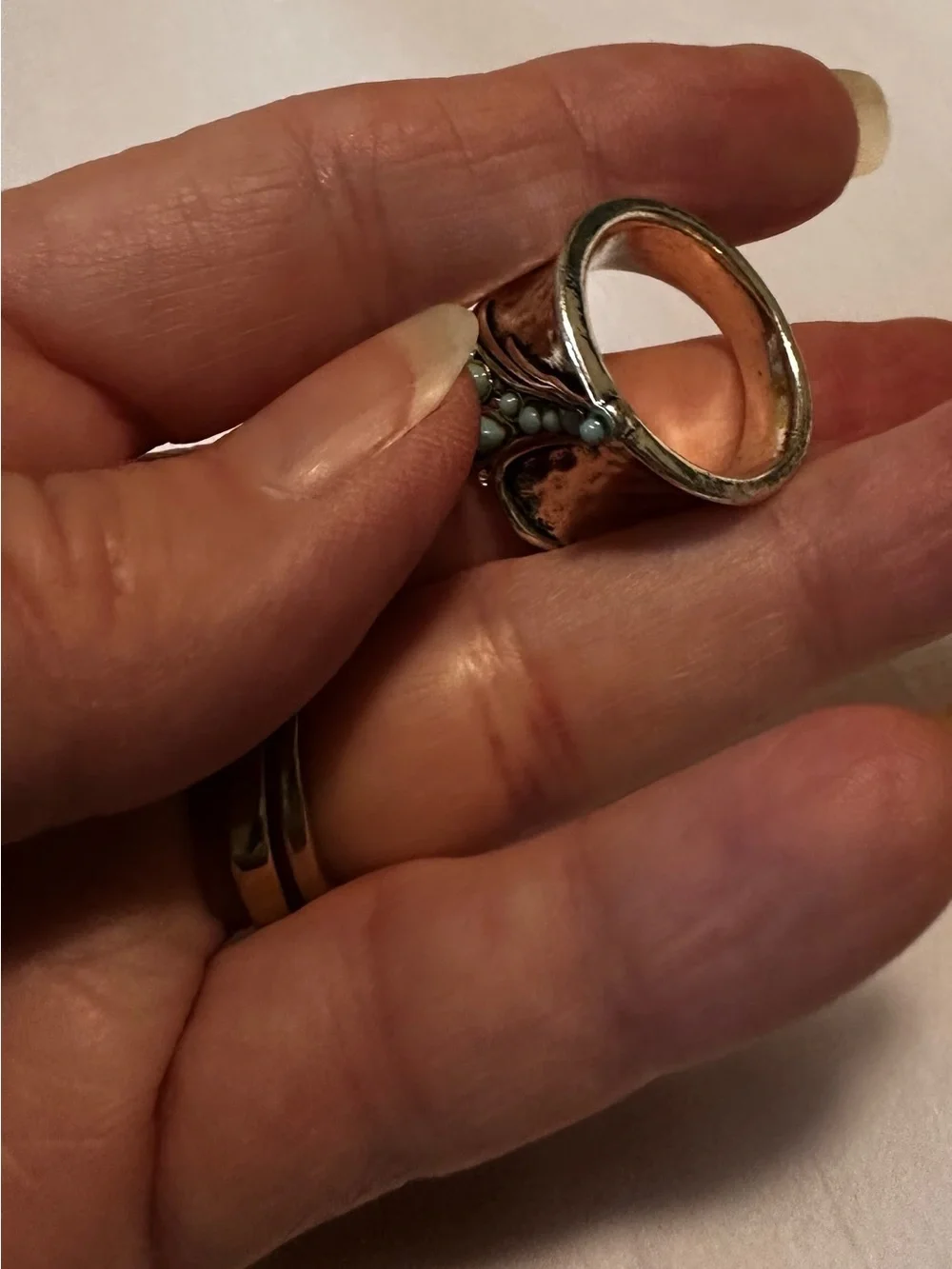 Silver tone Turquoise Accent Women's Ring size 8